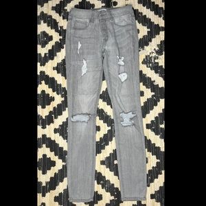 Light grey ripped straight leg pants EUC